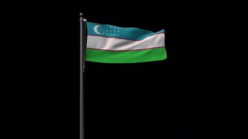 Uzbekistan National Flag Waving in Realistic Animation