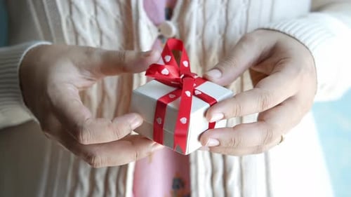 Small Gift Box With Red Ribbon