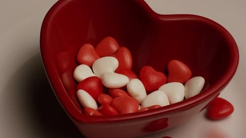 Rotating stock footage shot of Valentine's Day candy