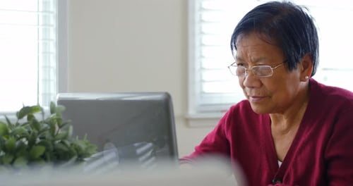 Senior Woman Using Laptop at Home