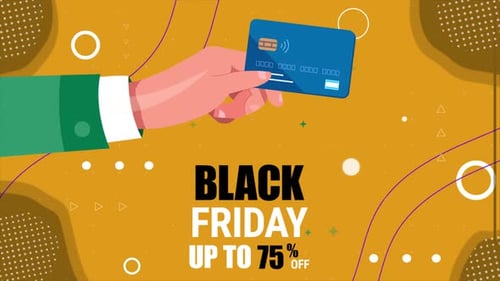 Black Friday Sale with Animated Hand Holding Credit Card
