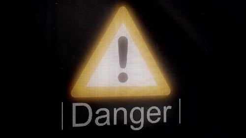 Pixelated Danger Warning Sign Glitch Animation