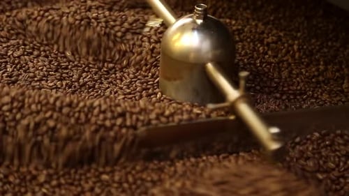 Roasted Coffee Beans Being Mixed