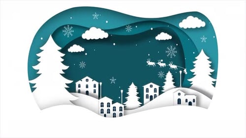 Christmas Paper Town Blue4k
