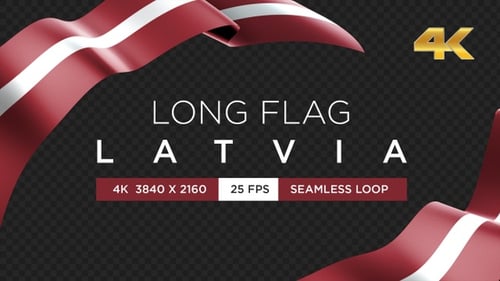 Realistic Waving Ribbon Flag of Latvia Animation