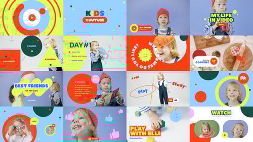 Playful Kids Vlog Opener and Animated Elements for YouTube