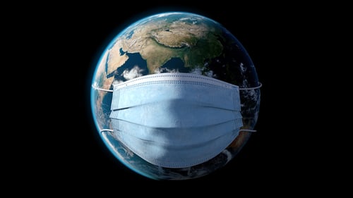 Planet Earth Wearing Medical Face Mask Animation