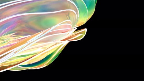 Wave Rainbow Color Neon Gradient Fluid Art Move Quick on Black