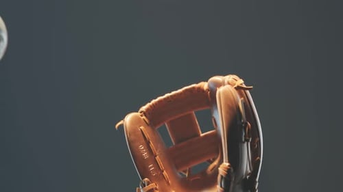 3D Rendered Baseball Glove Catching a Ball Animation