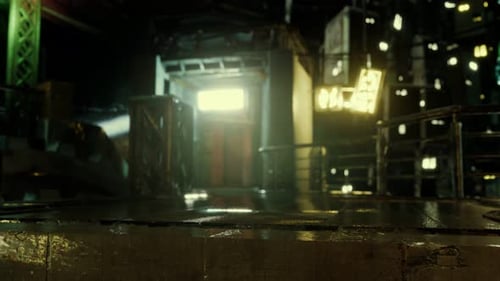 Dark Futuristic Cyberpunk City Street Background