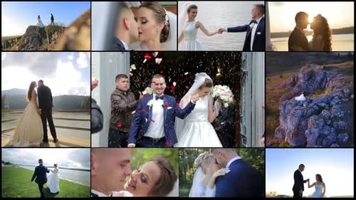 Wedding Day Collage Featuring Couples in Love