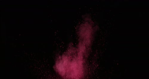 Pink Dust Explosion on Black Background