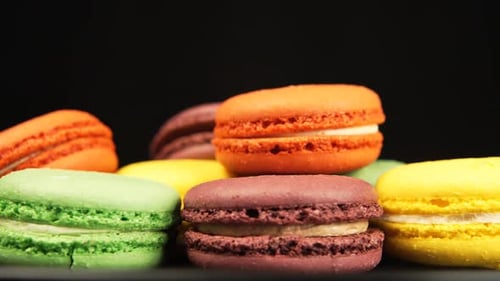 Colorful Macarons Rotating Close Up