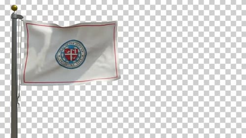 Oklahoma City Flag (Oklahoma, USA) on Flagpole with Alpha Channel - 4K