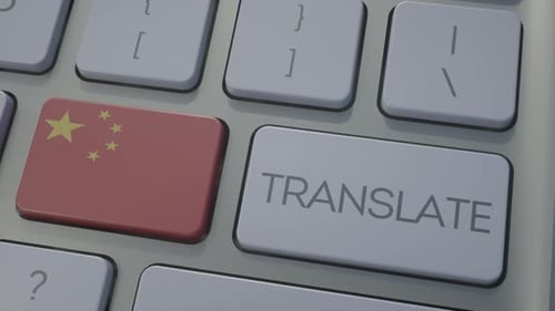 Translate Concept on Keyboard with Chinese Flag