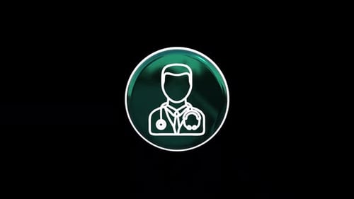 Glossy 3D Doctor Icon Rotating Loop for Medical Content