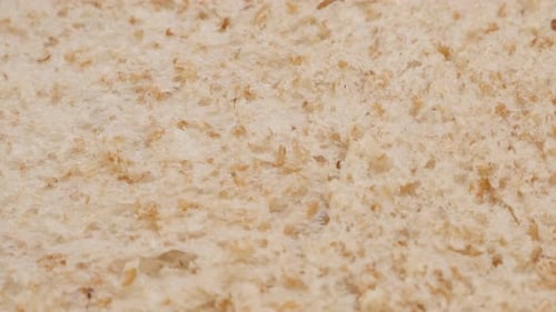 Tilting on fresh whole grain toast bread close-up surface 4K 2160p 30fps UltraHD footage - Rough t