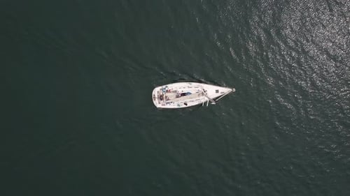 Top View of a Boat Sailing in the Lake