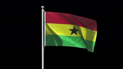 Realistic Ghana Flag Waving Animation with Alpha Channel