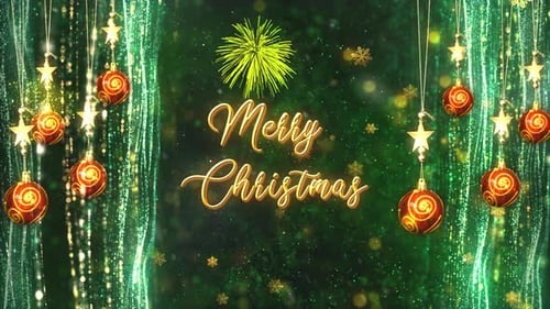 Merry Christmas Title Reveal with Festive Ornaments