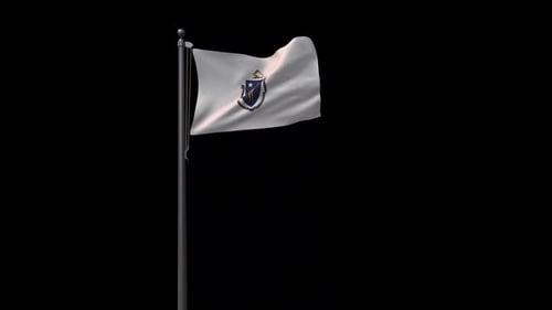 Massachusetts State Flag Waving 3D Animation