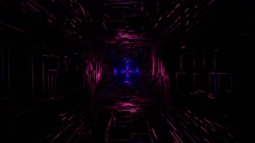 Flight Into Cosmic Web Structure, Neon Square Sci-fi Tunnel