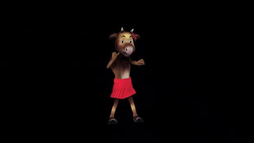 3D Animated Cartoon Cow Performing a Dance