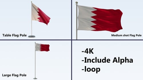 Realistic Waving Bahrain Flag Pack with Alpha Channel