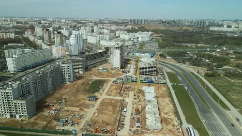 Urban Development and Construction Site Aerial View