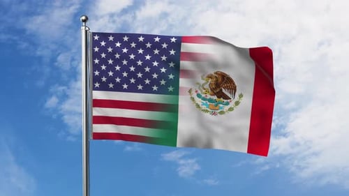 United States and Mexico Flag Blend Waving