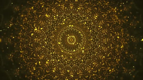 Elegant Golden Mandala Sparkle Particle Loop Background