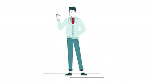 Handsome young businessman waving hand