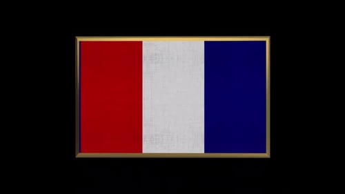 3D Rotating France Flag in Golden Frame Animation