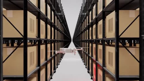 Endless Warehouse Drone Scanning Códigos QR