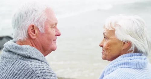 Senior Couple Embracing on a Beach