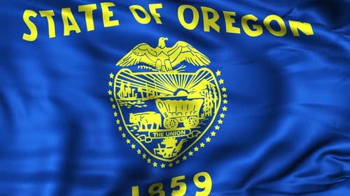 Oregon State Flag Waving with Realistic Fabric Effect