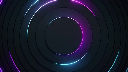 Abstract Neon Light Circles Dynamic Background Animation