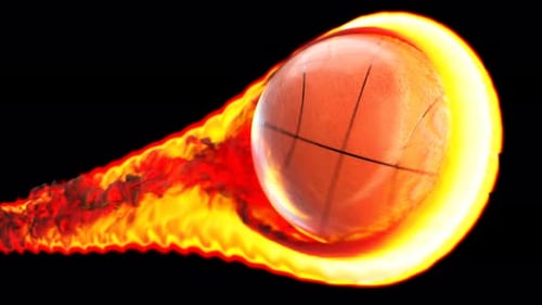 Fiery Basketball with Burning Trail Motion Graphic