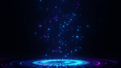 Hud Animated Circle Motion Design With Particle Effects Digital Background. Particle Rising