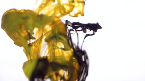 Abstract Yellow and Black Ink Mixing in Water