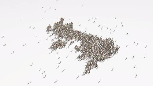 Animated Crowd Forms United Kingdom Map