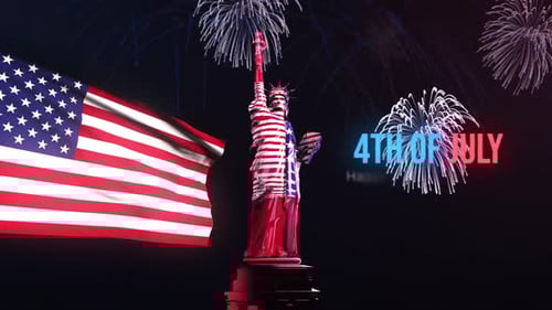 Dynamic 4th of July Opener with Flag and Lady Liberty