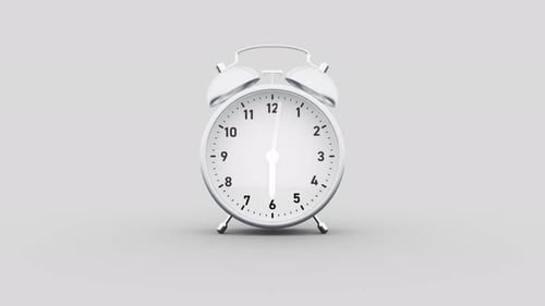 White 3D Alarm Clock Ticking Time Lapse Animation