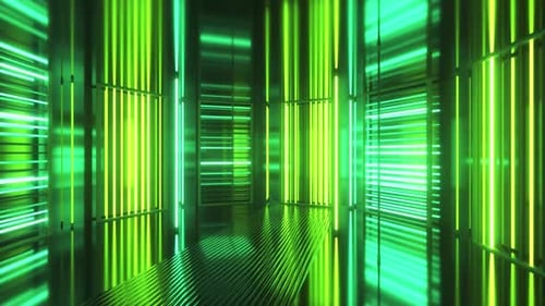 Dynamic Green Neon Light Tunnel Flythrough Loop Background