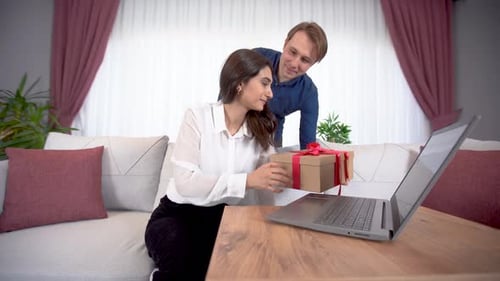 Romantic Surprise: Husband Gifts Wife Birthday Present