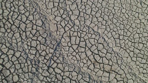 Birds Eye View of Cracked, Dry Earth
