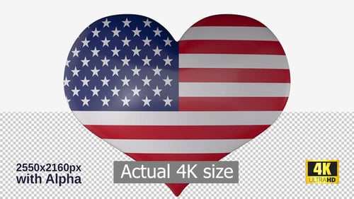 Rotating American Flag Heart for Patriotic Celebrations