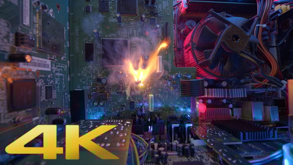 Computer Motherboard on Fire With Neon Lights, Technology Stock Footage ...