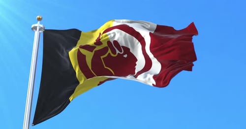 Indigenous Rights Flag Waving Against a Clear Blue Sky