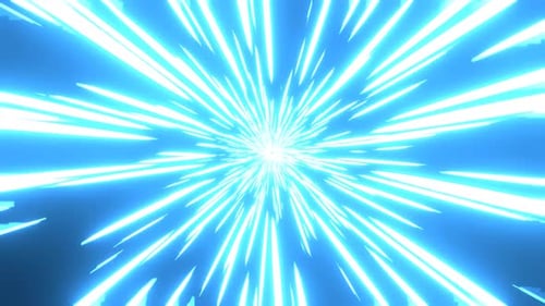Hyperspace tunnel and big data transmission. Anime Speed Lines blue Background